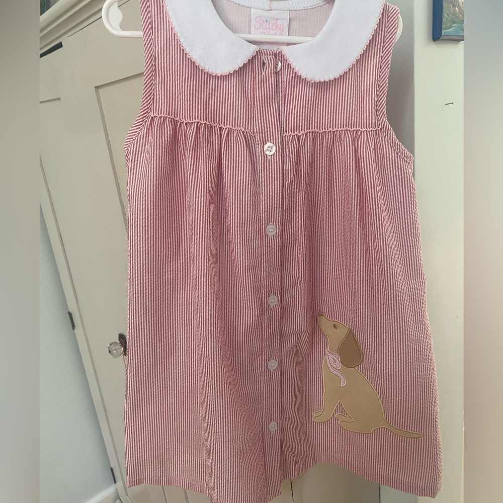 Like New Stitchy Fish Dress with Dog Appliqué